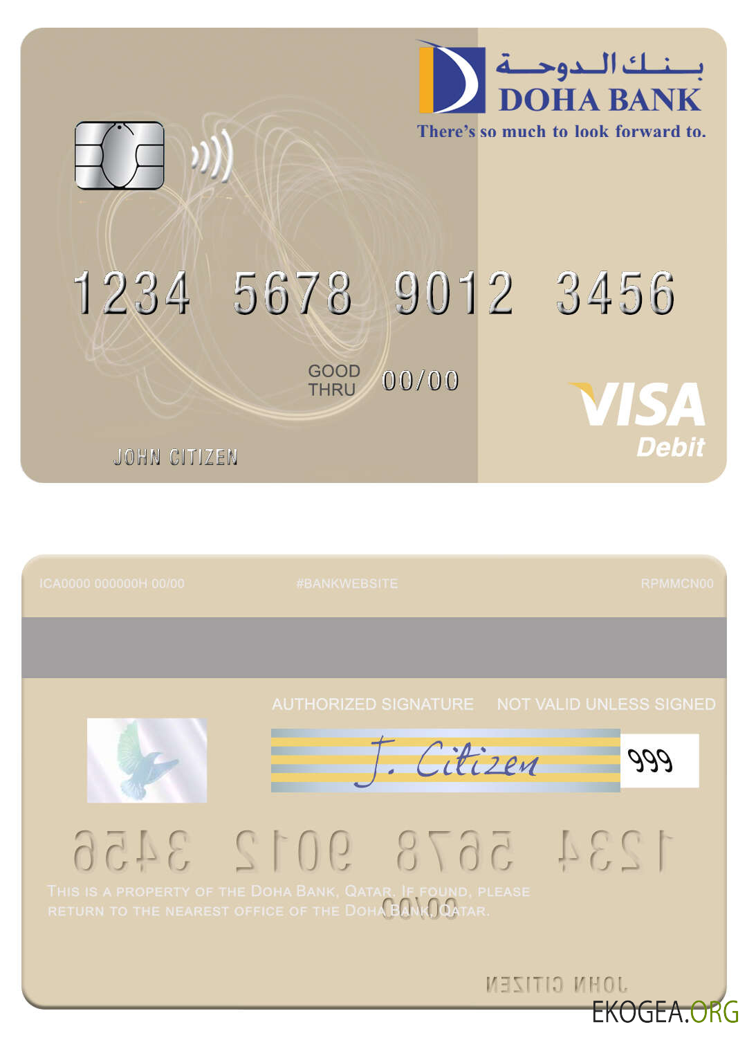 Carte de débit visa de la Qatar Doha Bank